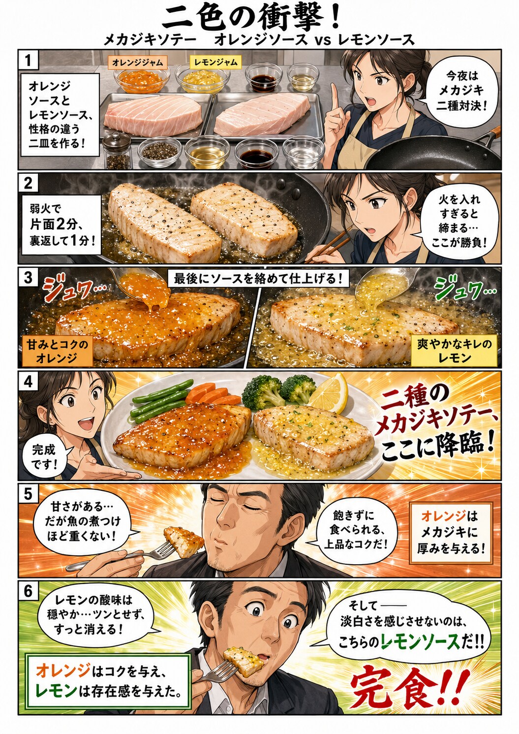 メカジキのソテー2種類のソースで