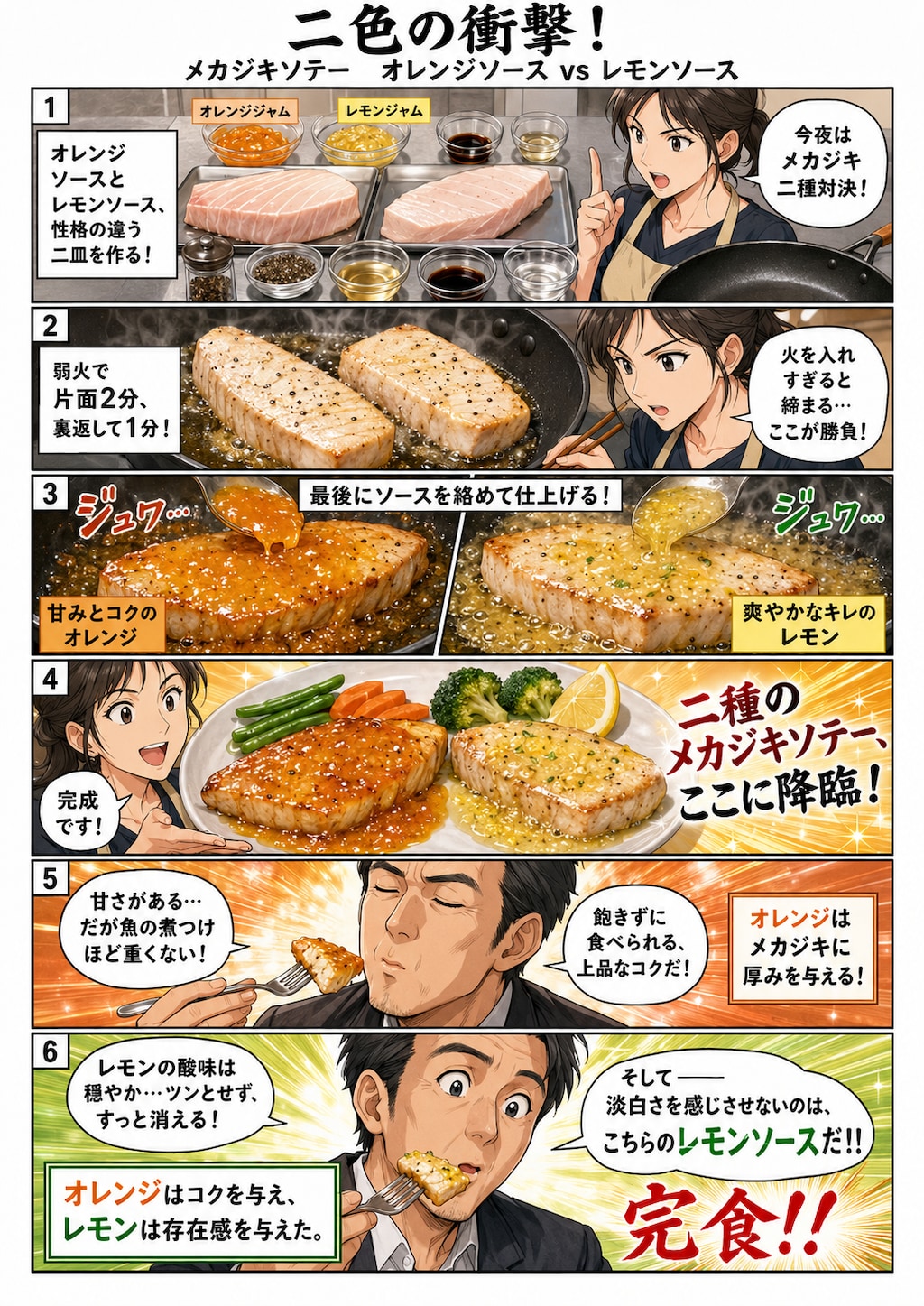 メカジキのソテー2種類のソースで