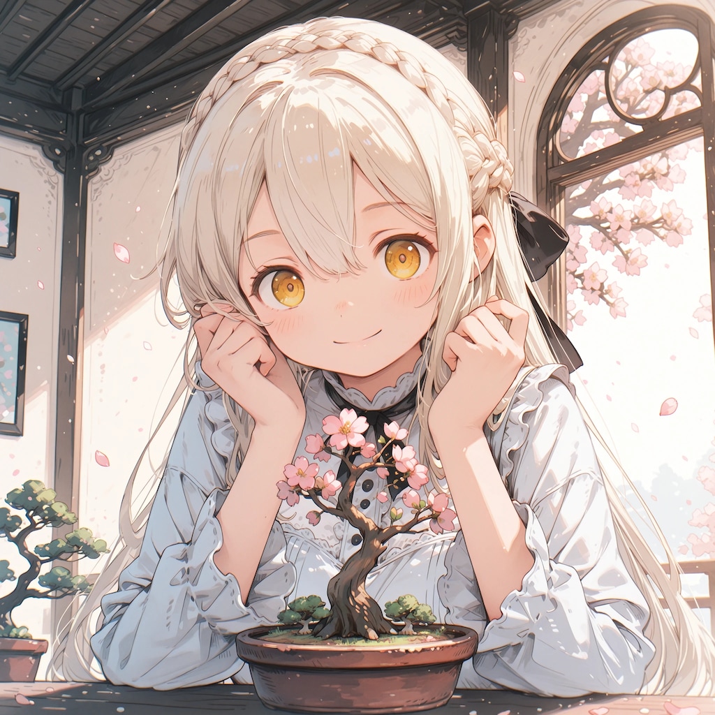 おじいちゃんの盆栽が咲いたよ