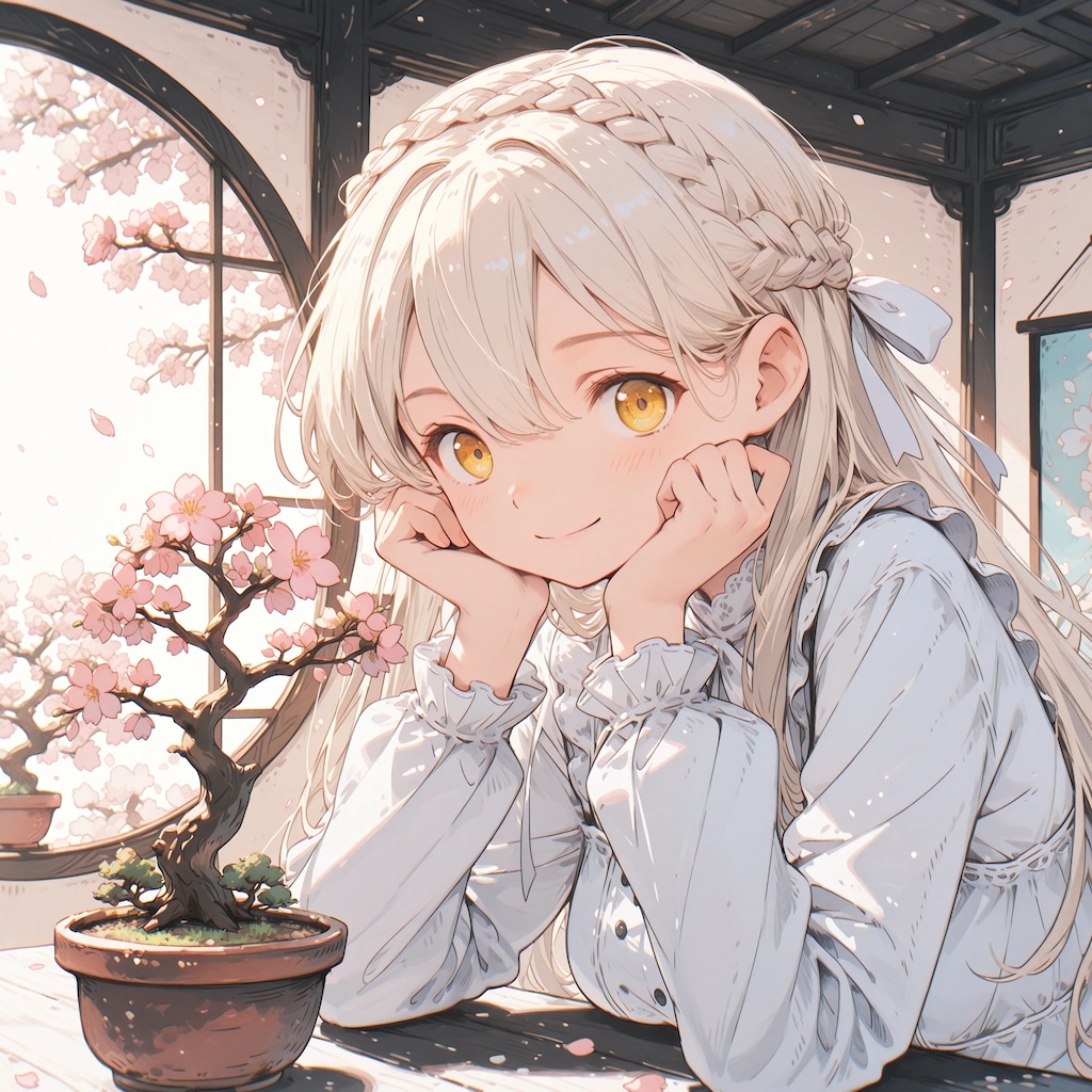 おじいちゃんの盆栽が咲いたよ