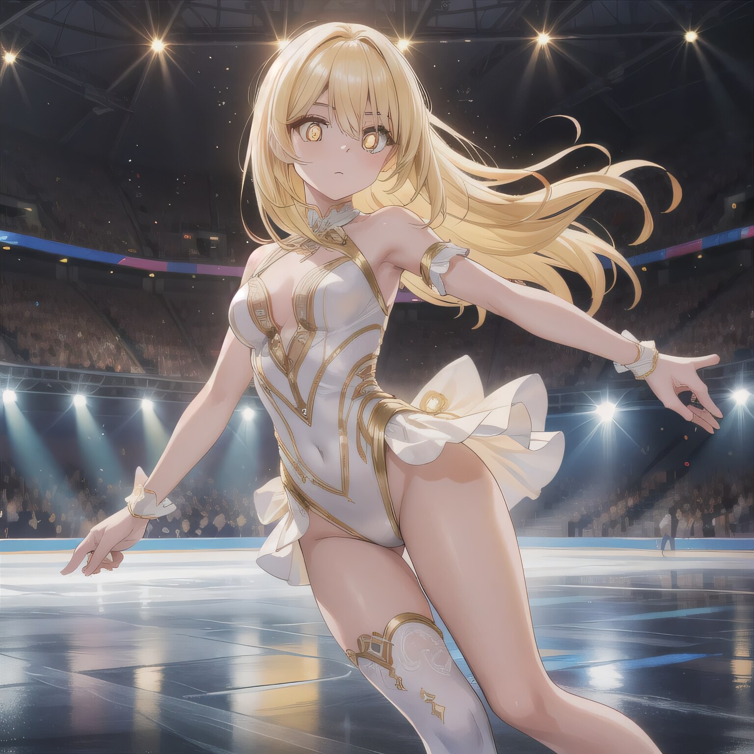 金髪ロングでアイススケートの少女７ | の人気AIイラスト・グラビア