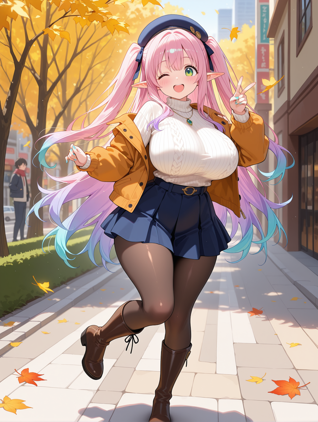 秋コーデのユノさん