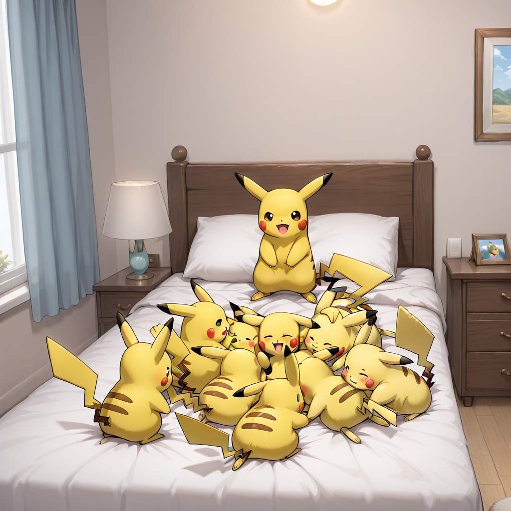 ピカチュウ　たくさんベッドに　2025/12/26