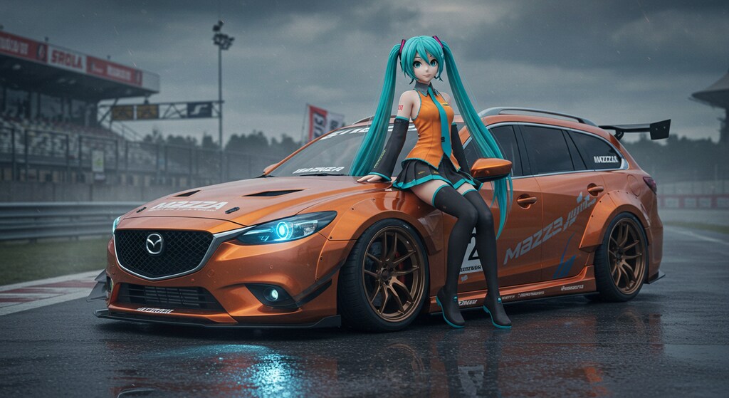 初音ミクとアテンザワゴンのドリ車