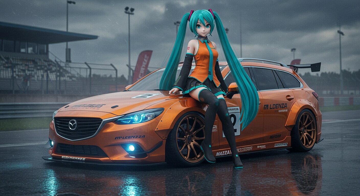 初音ミクとアテンザワゴンのドリ車 | の人気AIイラスト・グラビア