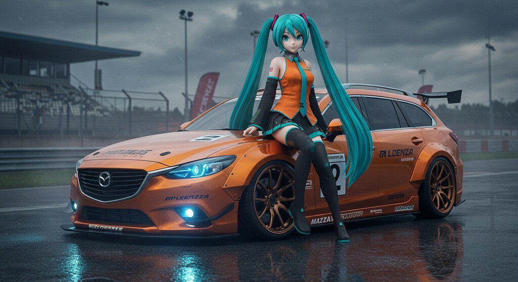 初音ミクとアテンザワゴンのドリ車