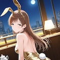 バニーガール衣装の新田さんと夜景 2枚目