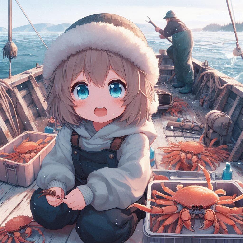 ベーリング海でカニ漁をする小さな女の子