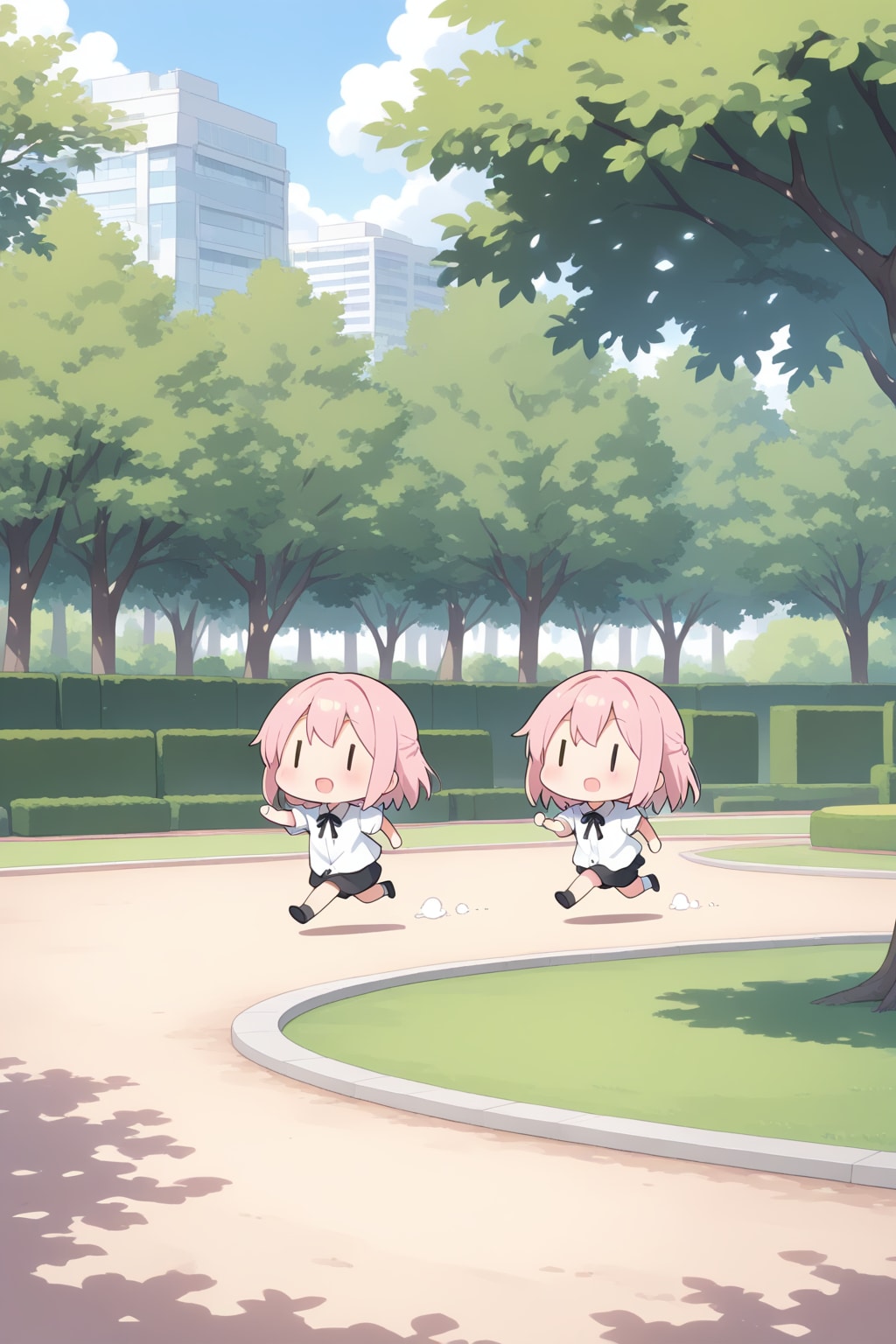 公園でランニングするちびキャラ | の人気AIイラスト・グラビア