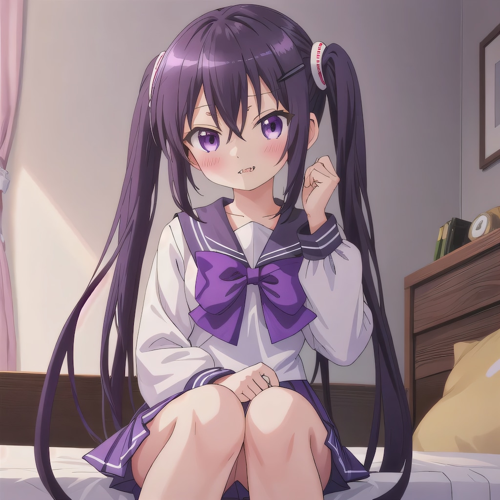 紫髪ロングで寝室の少女６