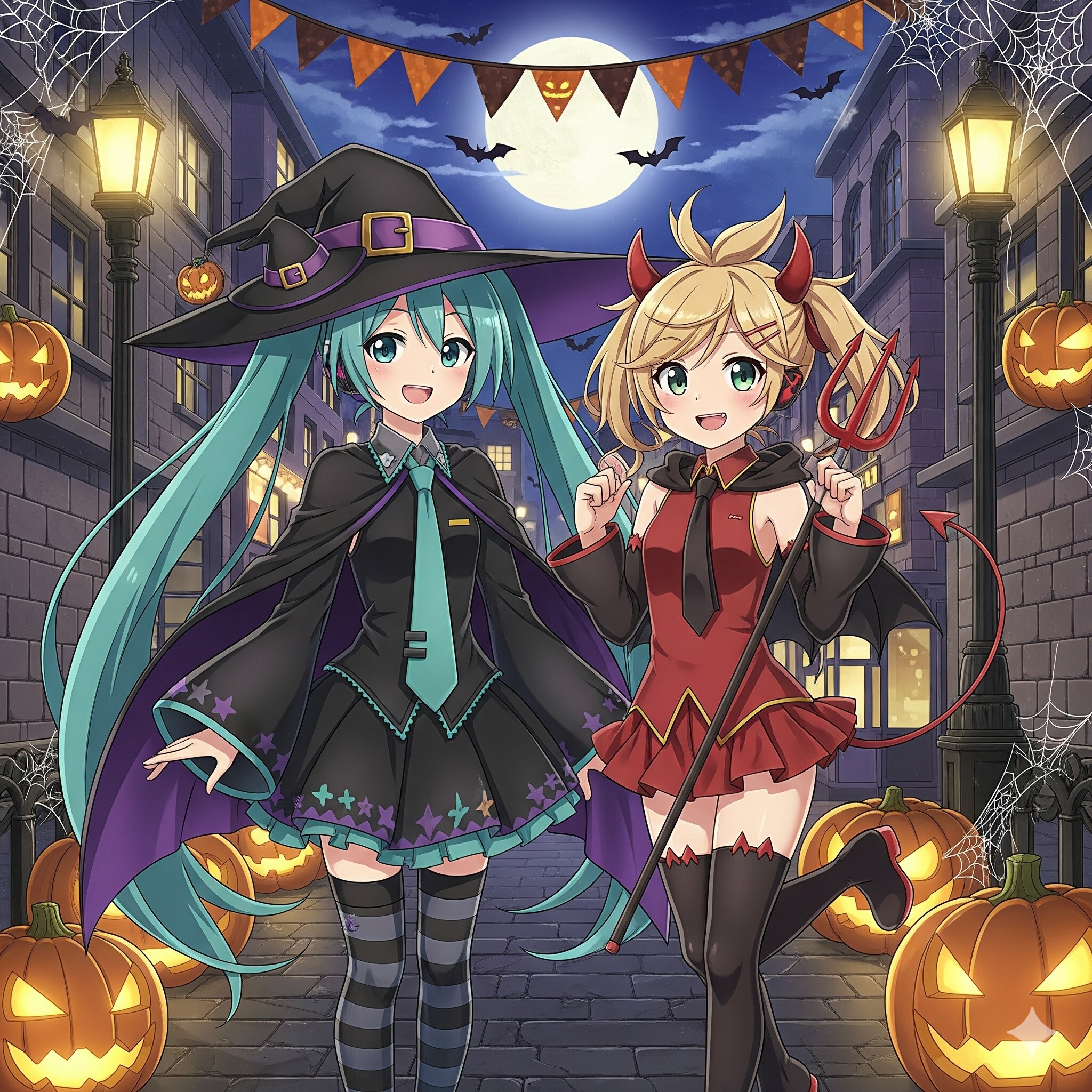 ミクさんリンさん ハロウィン | の人気AIイラスト・グラビア