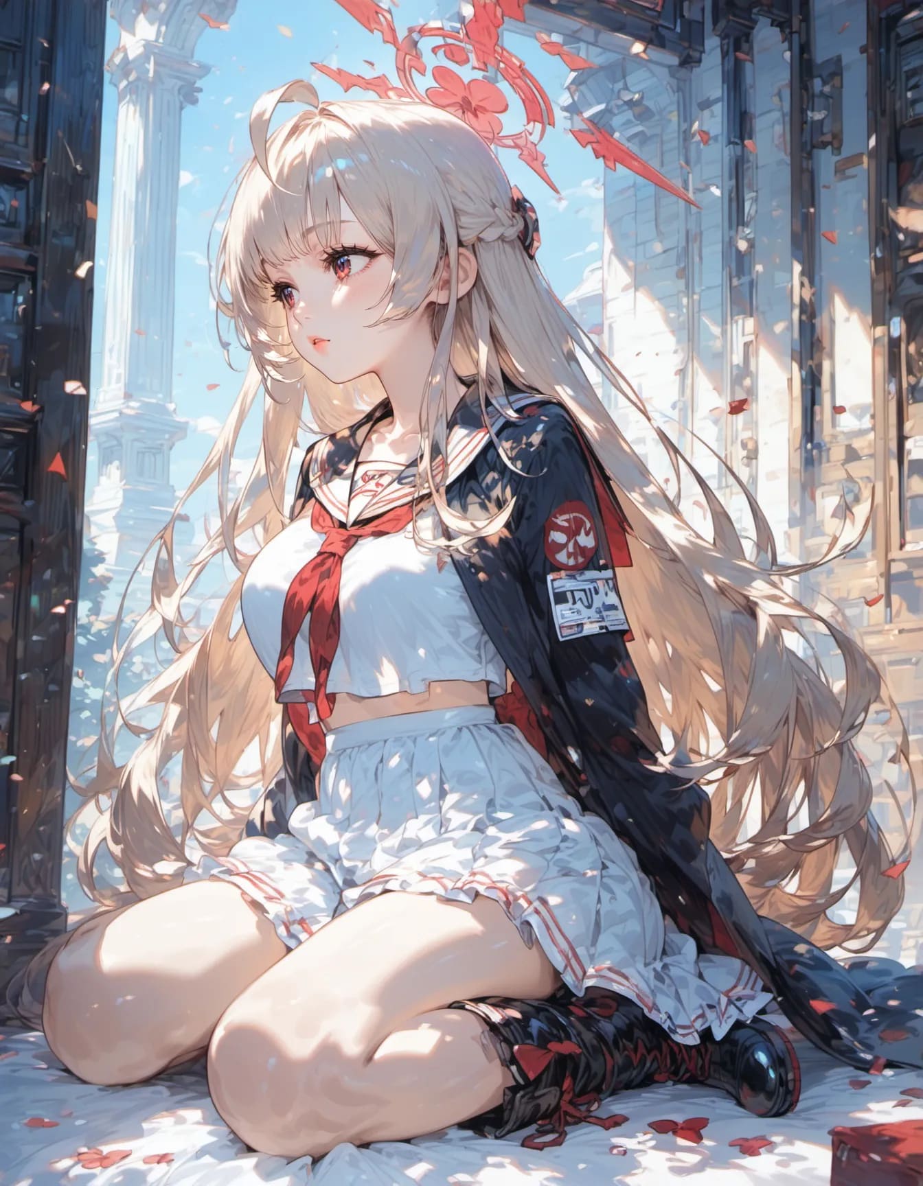 Petals Drift Where She Waits | の人気AIイラスト・グラビア