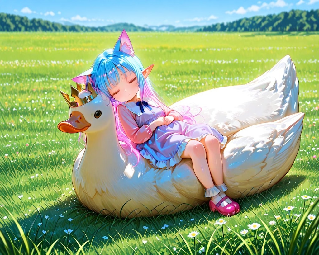 6枚）アヒルと添い寝