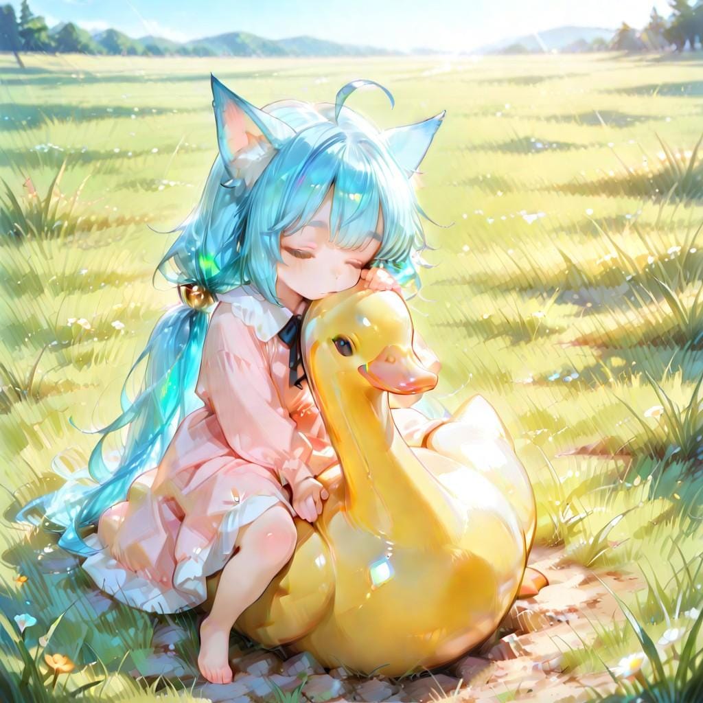 6枚）アヒルと添い寝