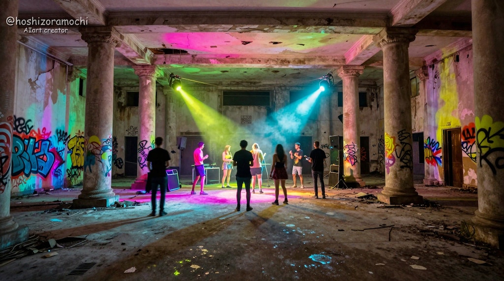 🎨廃墟になった美術館での 深夜のアングラ・アート・レイブ