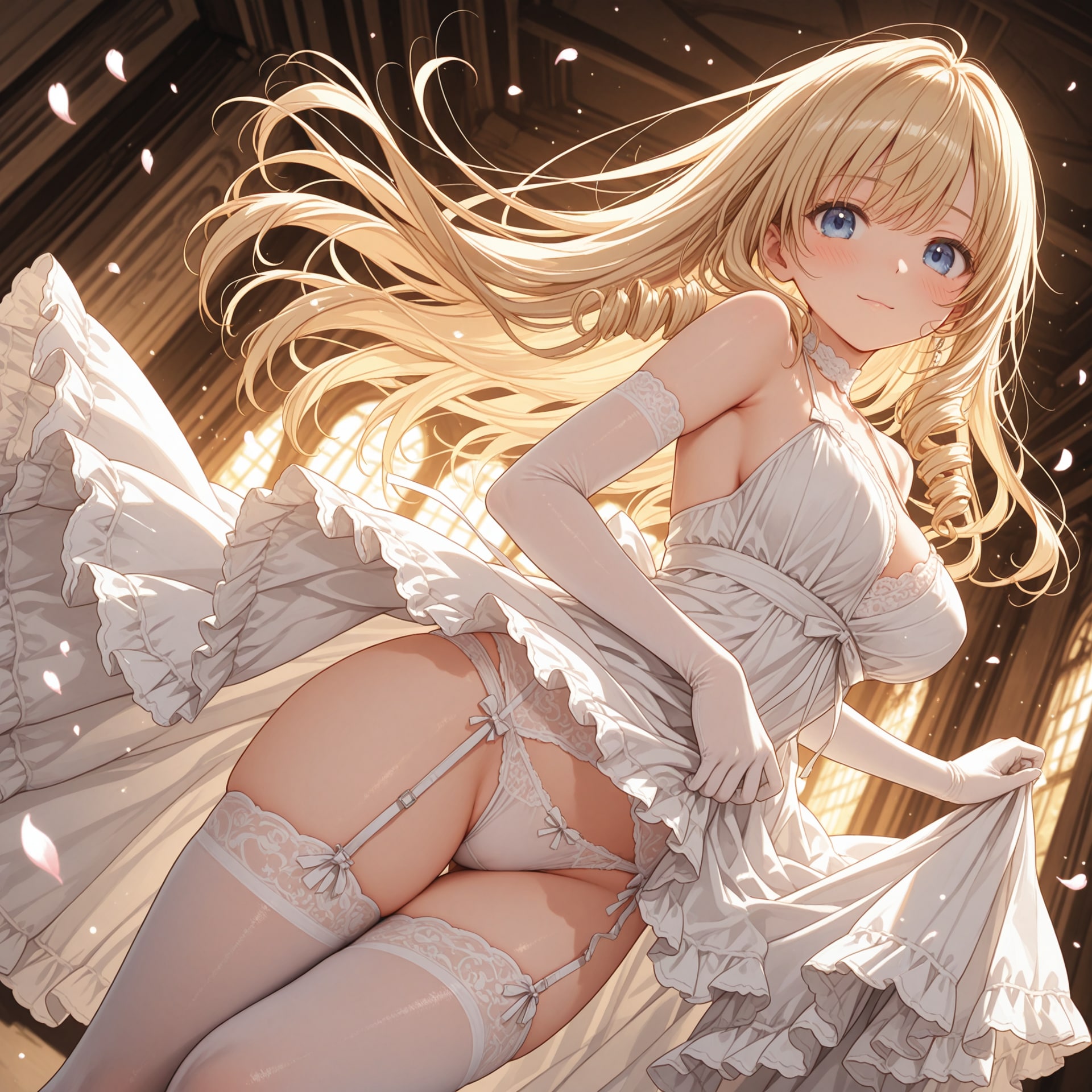ドレスのたくし上げ