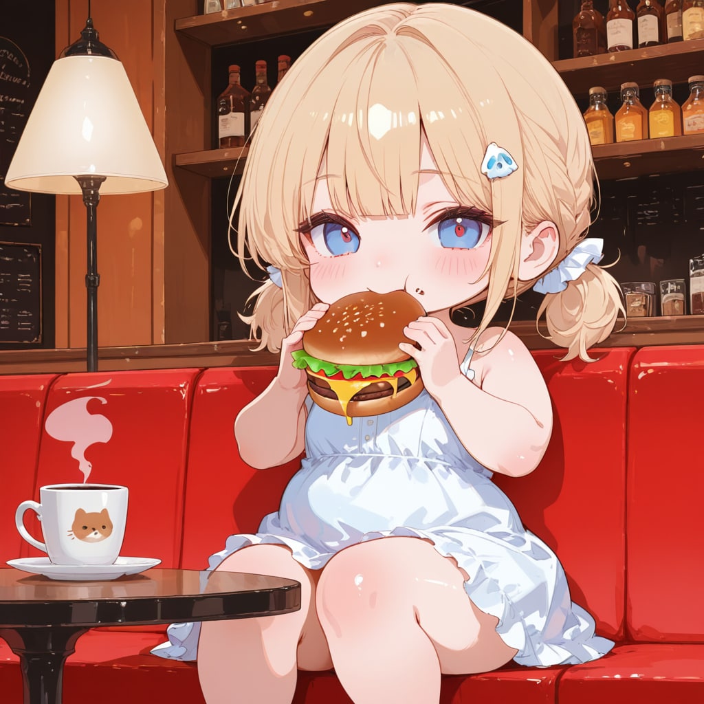 ハンバーガーを食べるよ♪