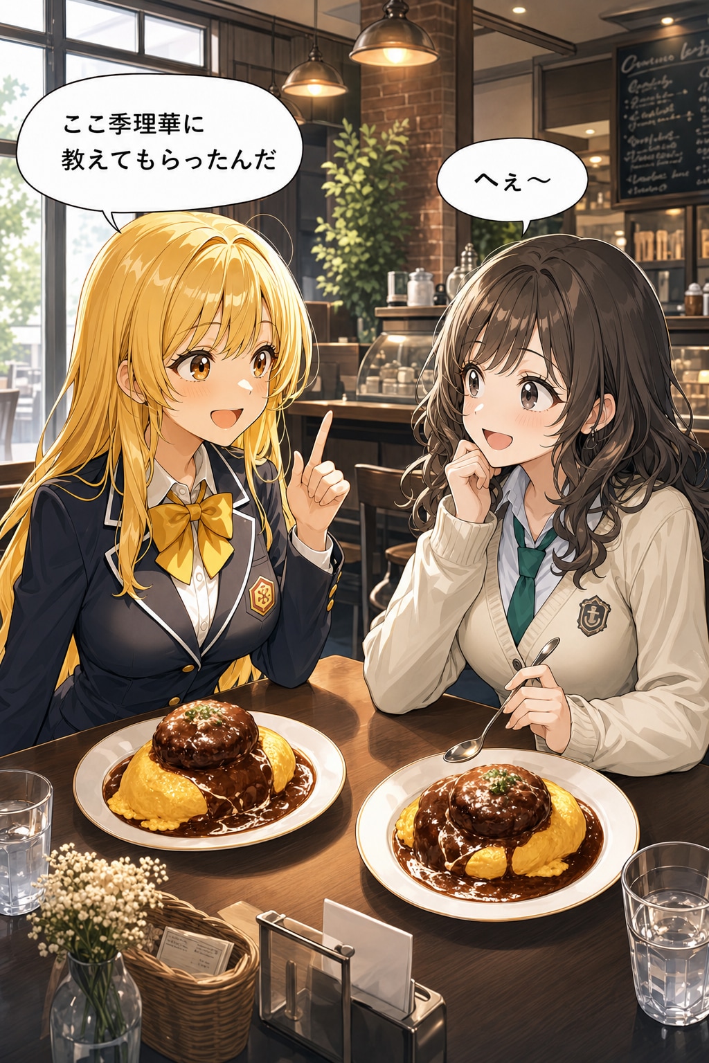 ちょっといい店のハンバーグ乗ってるオムライス