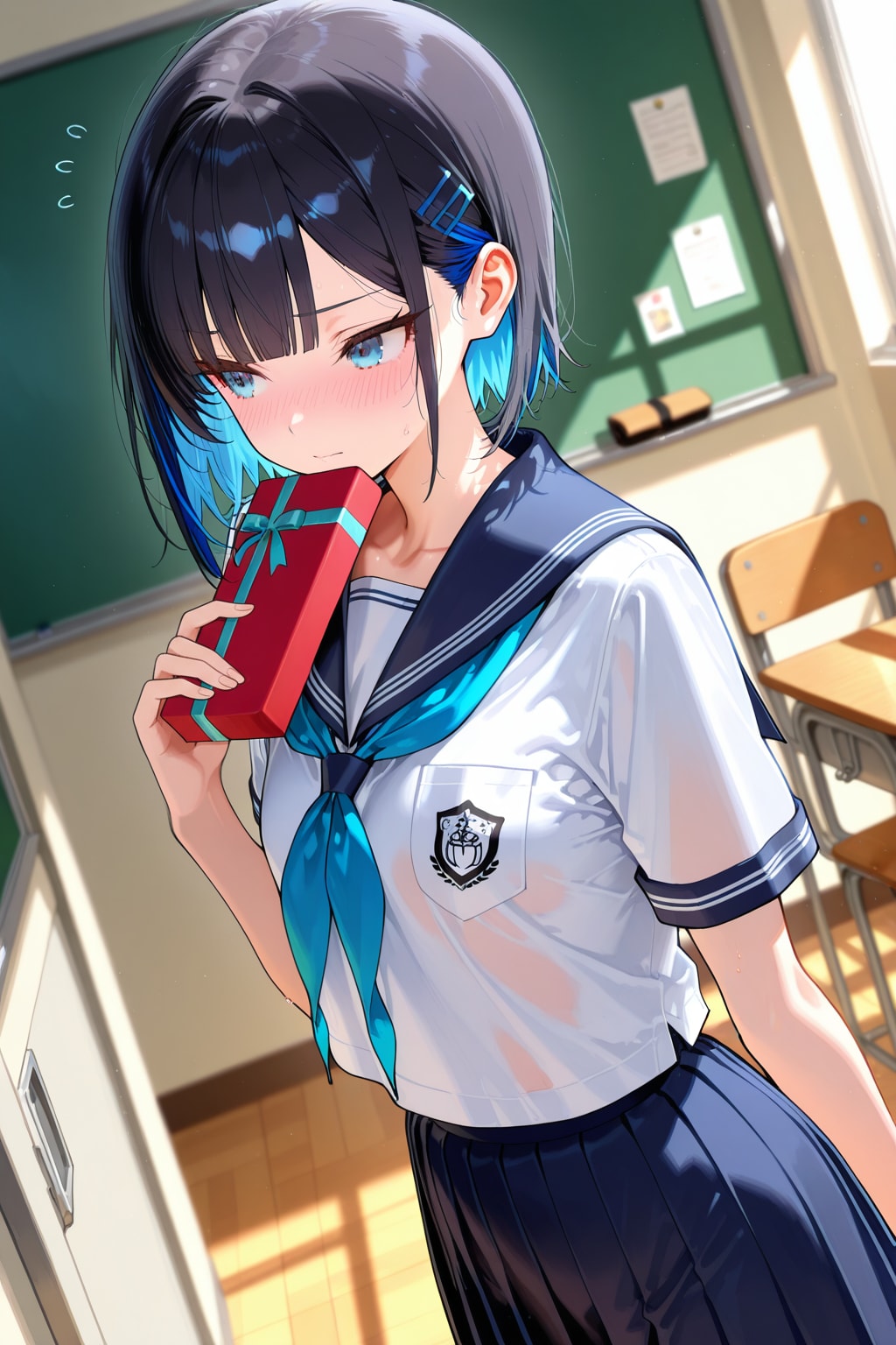 恥ずかしそうにプレゼントをする少女 | の人気AIイラスト・グラビア