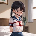セーラー服ノーブラ緊縛+ボールギャグ 2枚目