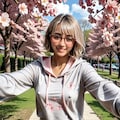 ノーブラ散歩桜並木編⑥ 2枚目