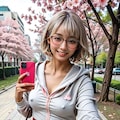 ノーブラ散歩桜並木編⑥ 3枚目