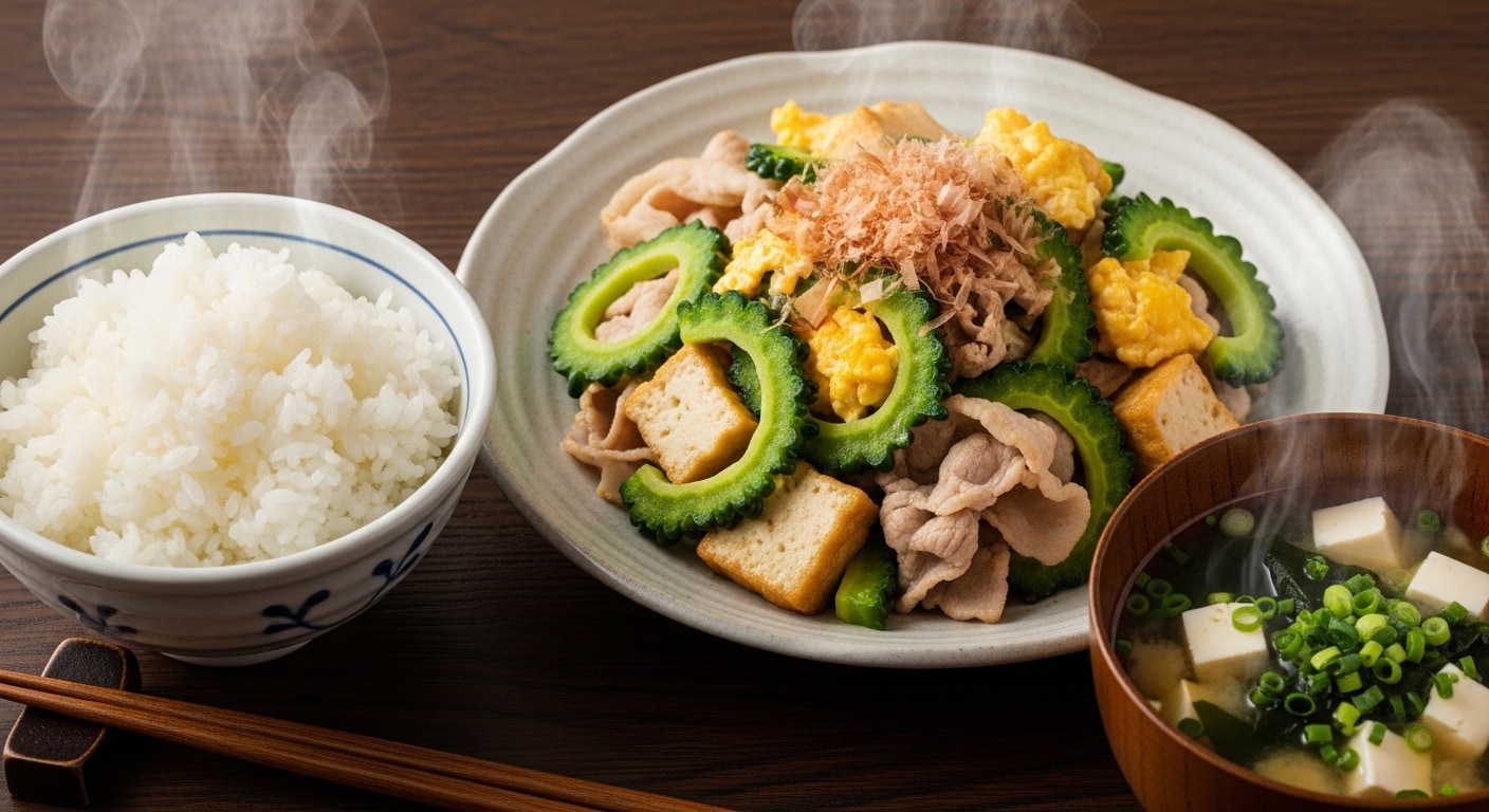 摩訶不思議食堂のゴーヤチャンプル膳
