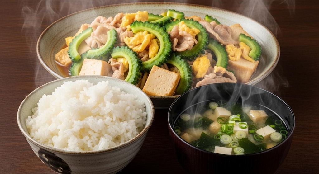 摩訶不思議食堂のゴーヤチャンプル膳
