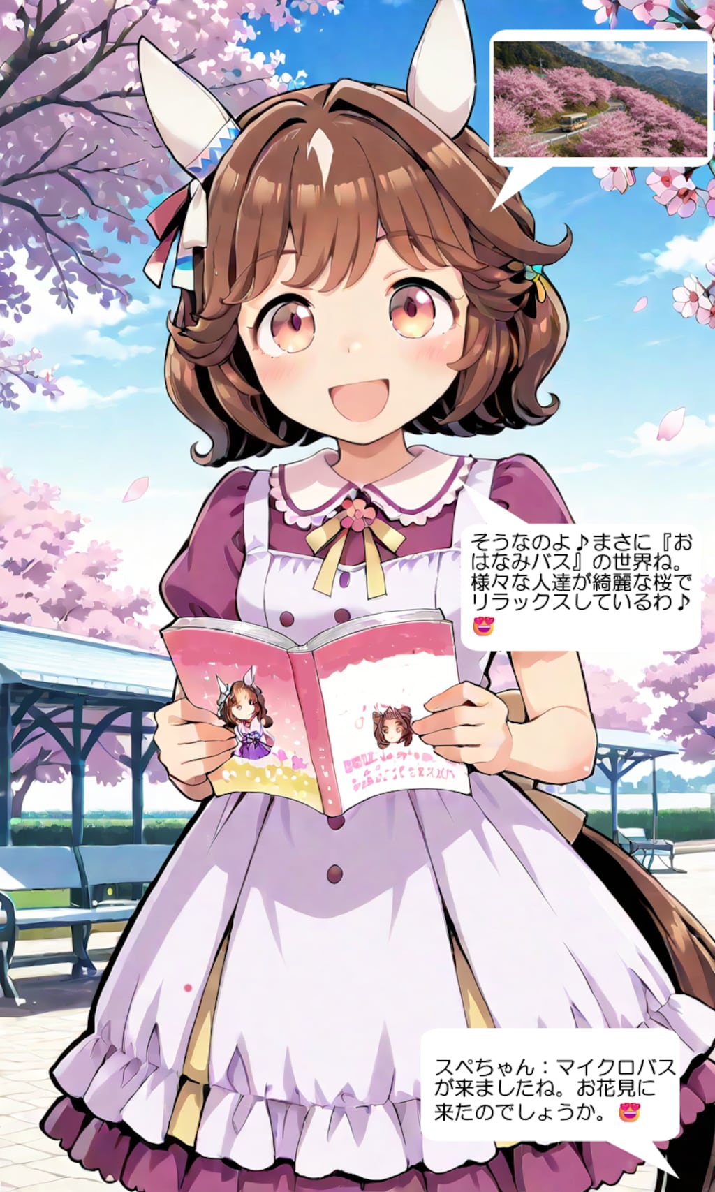 ウマ娘・ハイセイコー、公園の桜の下で朗読する