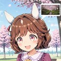 ウマ娘・ハイセイコー、公園の桜の下で朗読する 2枚目