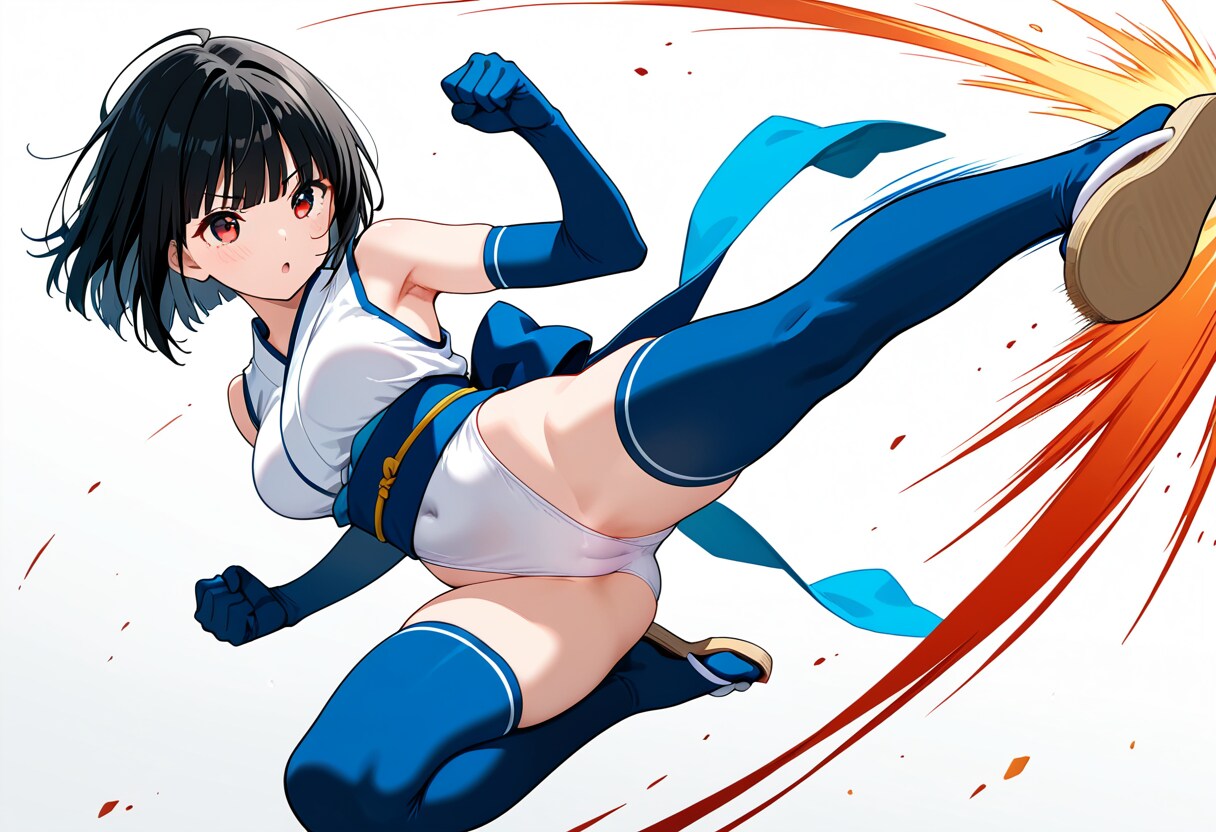 飛び蹴りする咲成奈那妃