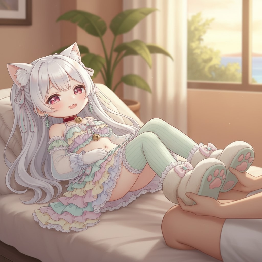 銀ツイにゃん。足マッサージ | の人気AIイラスト・グラビア