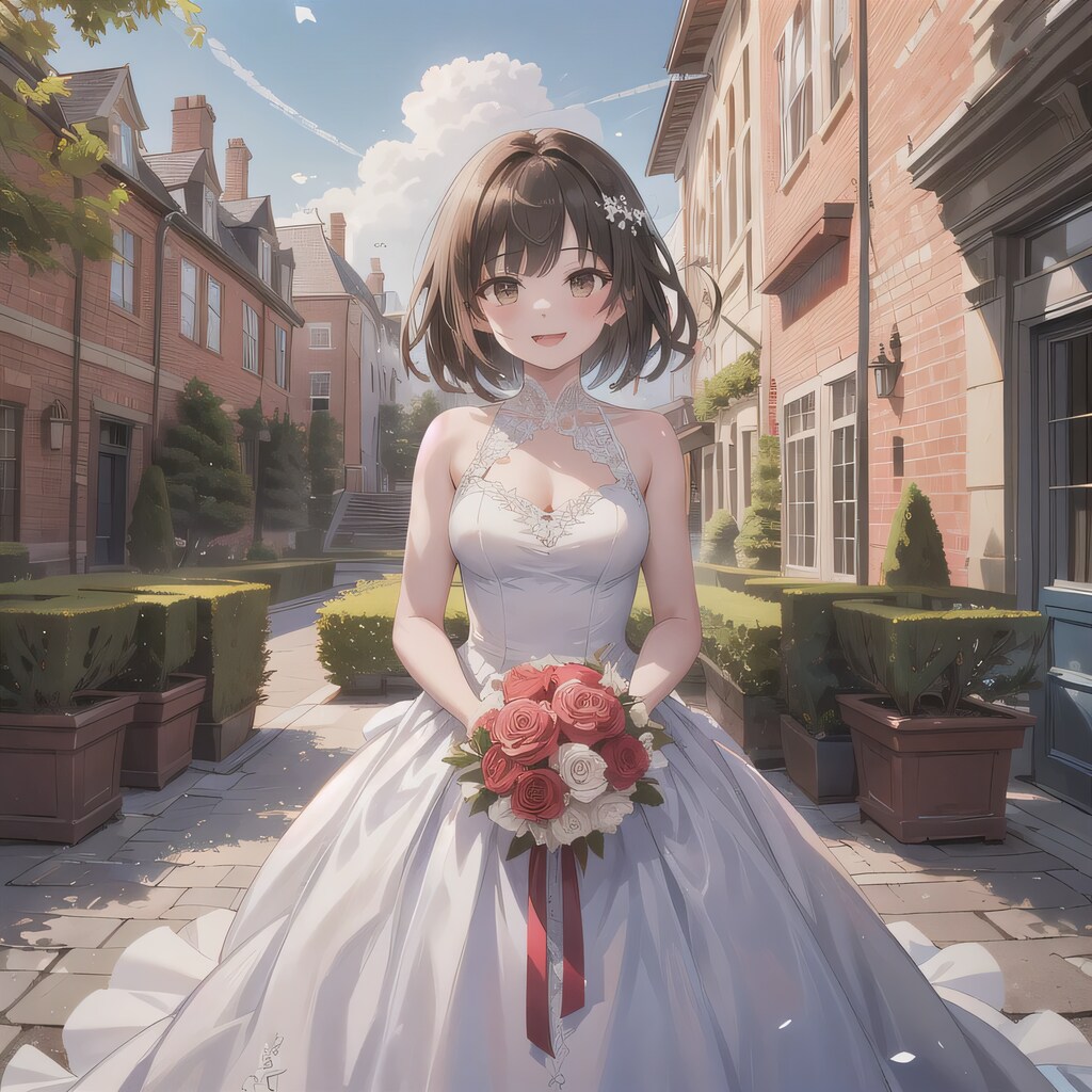 茶髪ボブでウェディングドレスの少女７