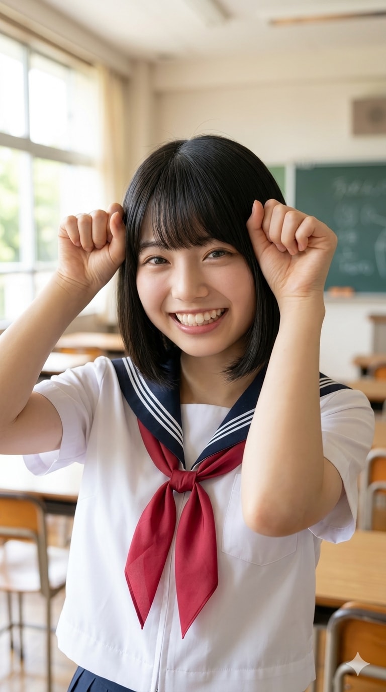 かわいい笑顔と猫ポーズの合わせ技「超究おねだりゴロにゃん」の連撃…ッ！！夏服×冬服のギャップで清楚な彼女の“隠しきれない可愛さ”に、もう一生ついていきます！！💦✨