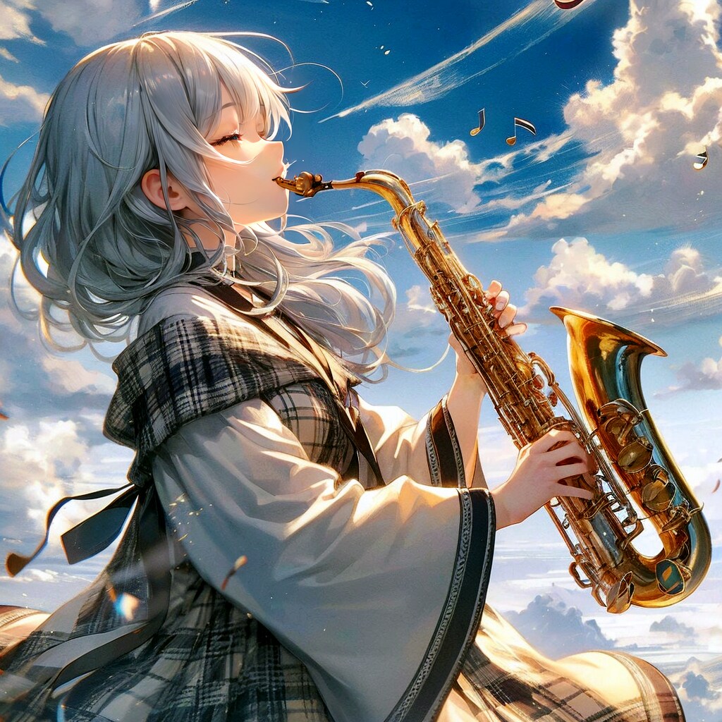 サックスを吹く少女①