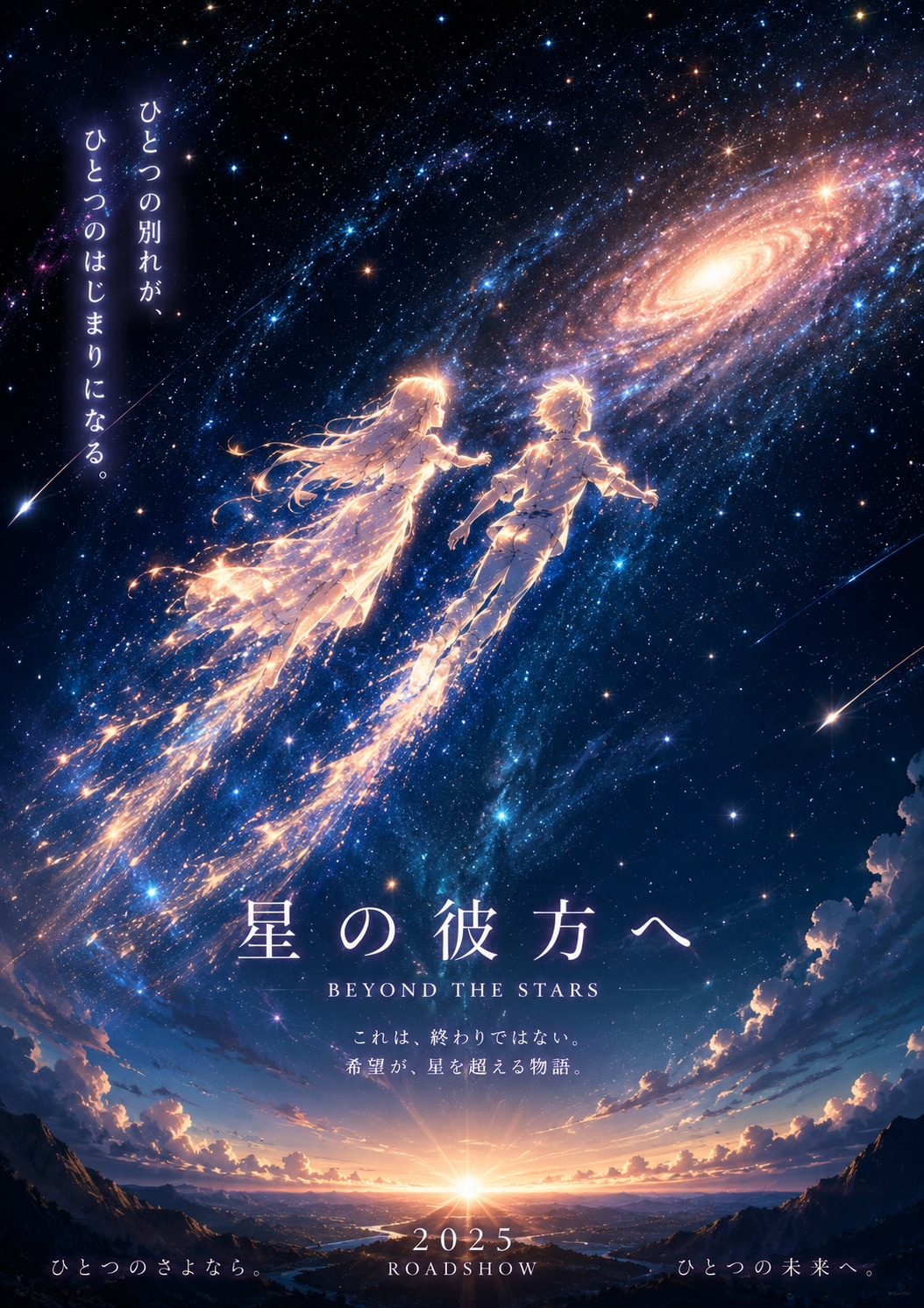 一人の男と、一人の女が、銀河の闇を星となって流れた。