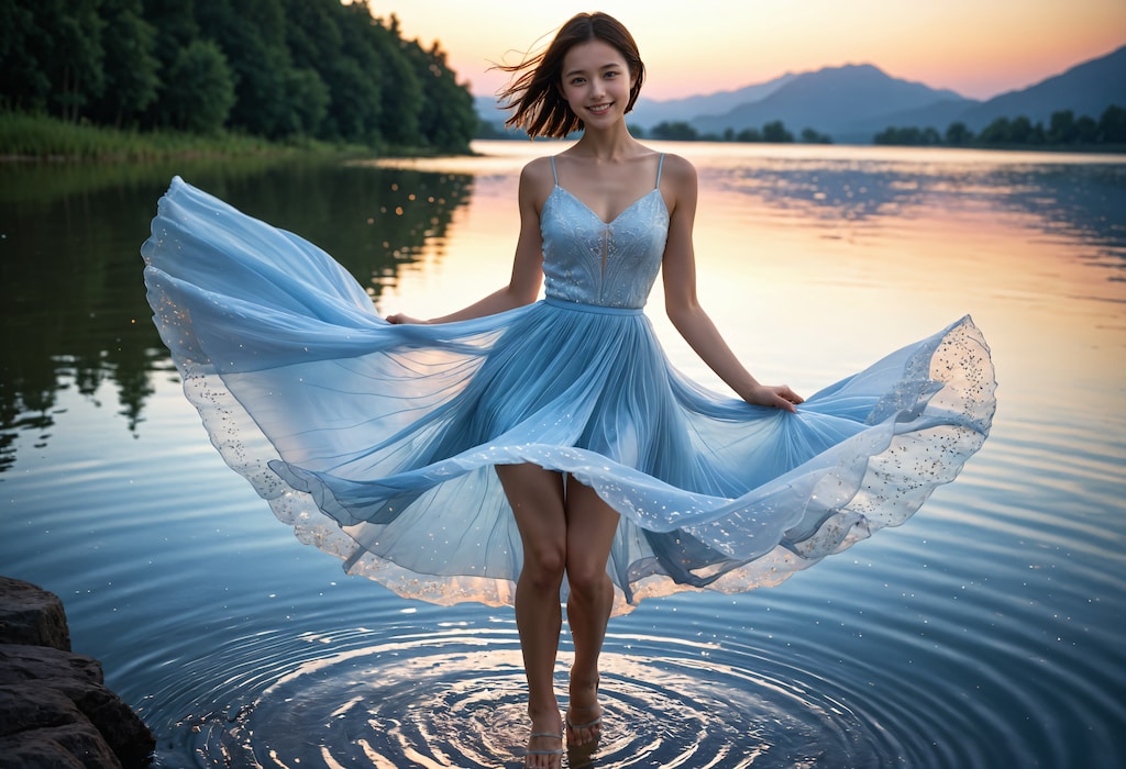 湖上のドレスの女性 2