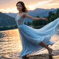 湖上のドレスの女性 2 7枚目