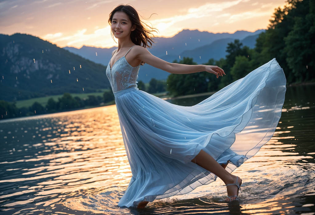 湖上のドレスの女性 2