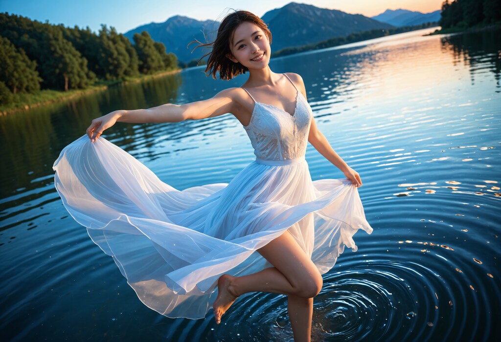 湖上のドレスの女性 2