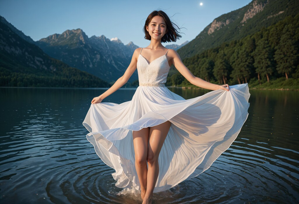 湖上のドレスの女性 2