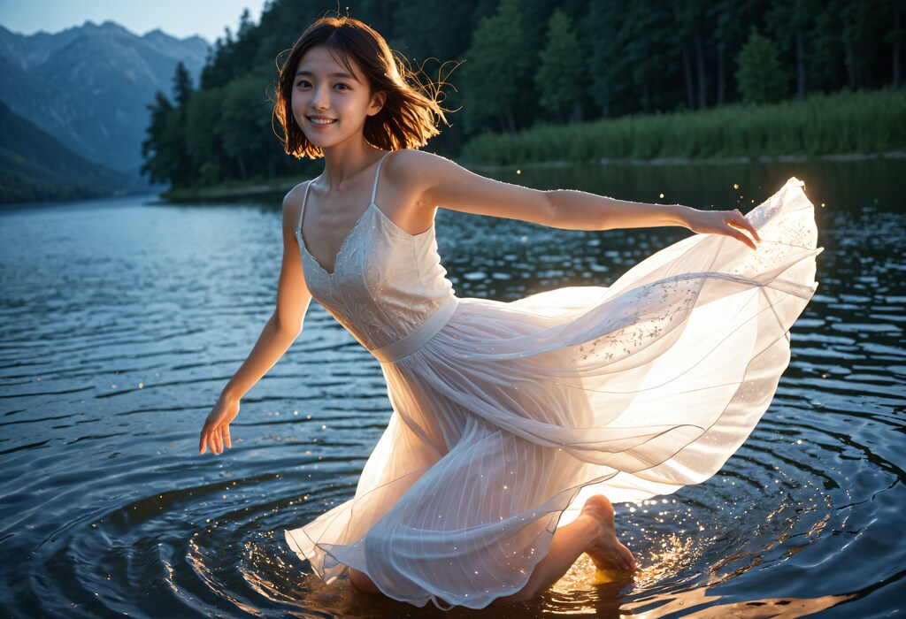 湖上のドレスの女性 2