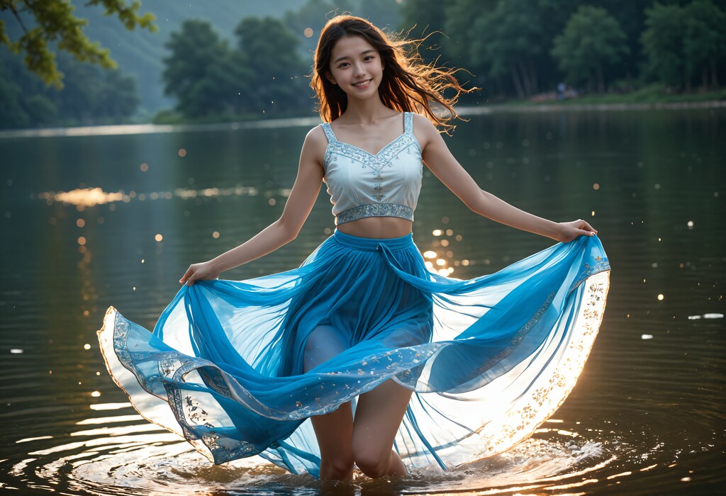 湖上のドレスの女性 2