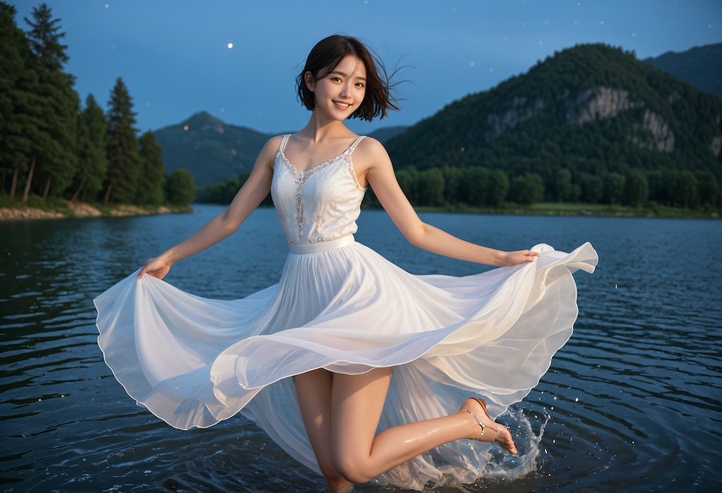 湖上のドレスの女性 2
