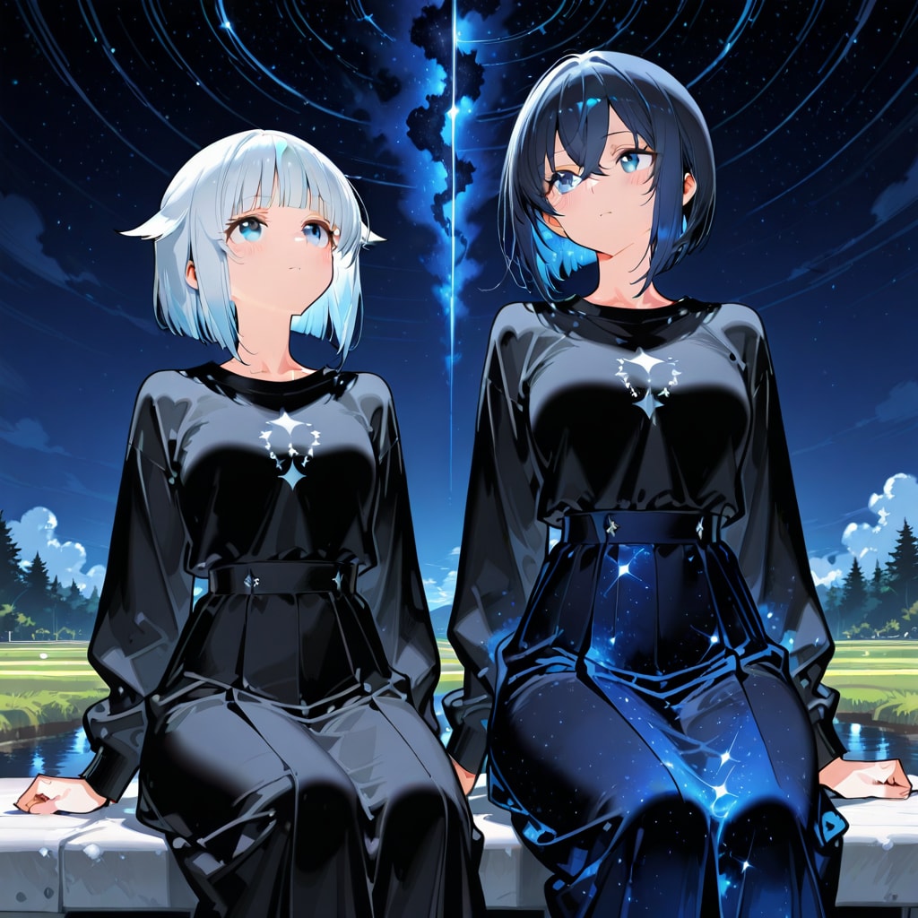 星空模様のロングスカート | の人気AIイラスト・グラビア