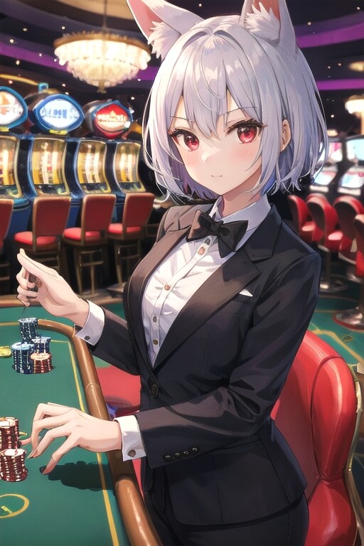 カジノディーラー（ポンコツ白キツネ） | の人気AIイラスト・グラビア
