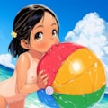 少しでも早く遊びたくて、ちゃんと水着を着ないままビーチボールを膨らませる子 3枚目