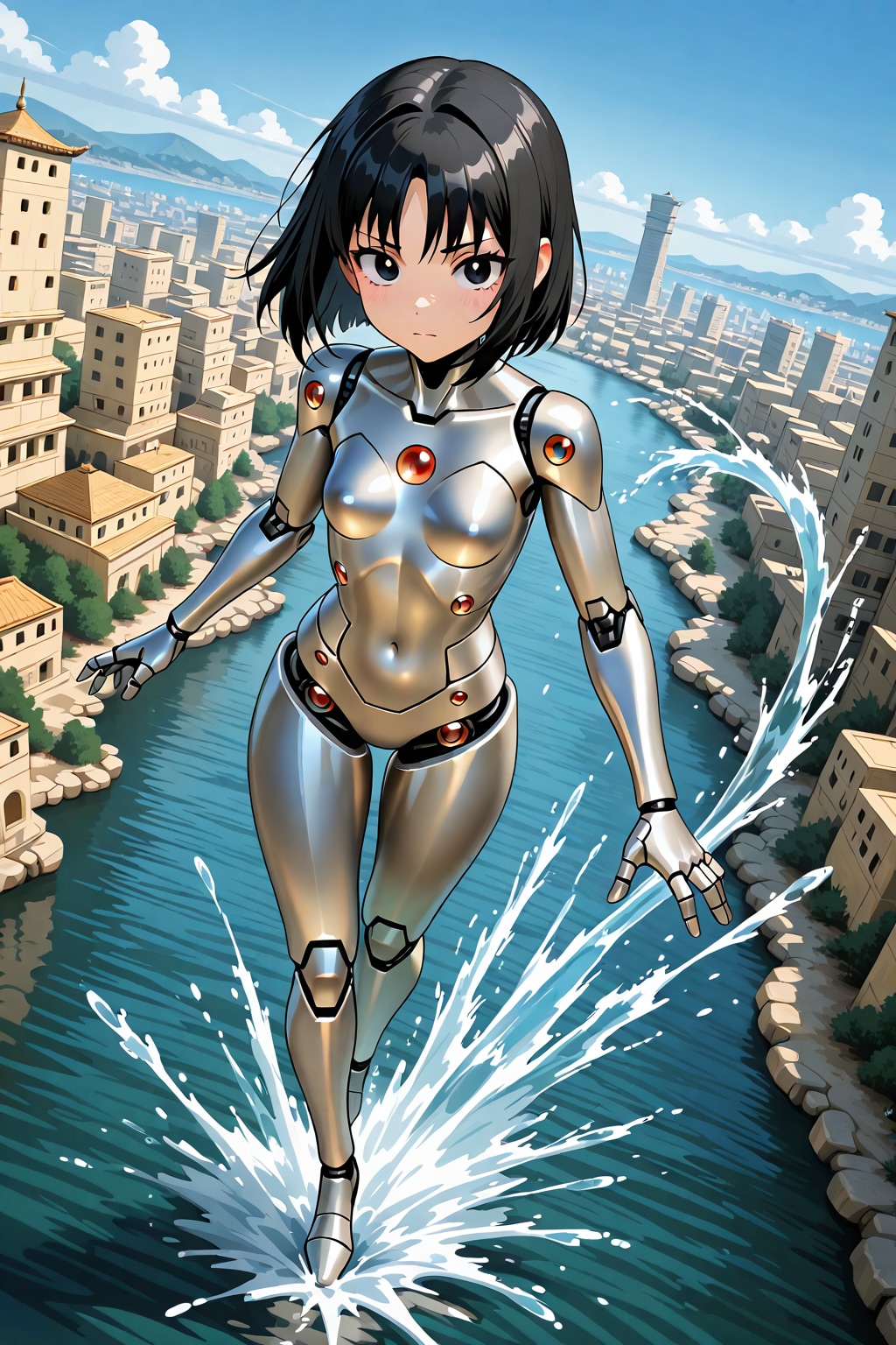 ちちぷい生成メカ娘　大きな子　水の上を行く