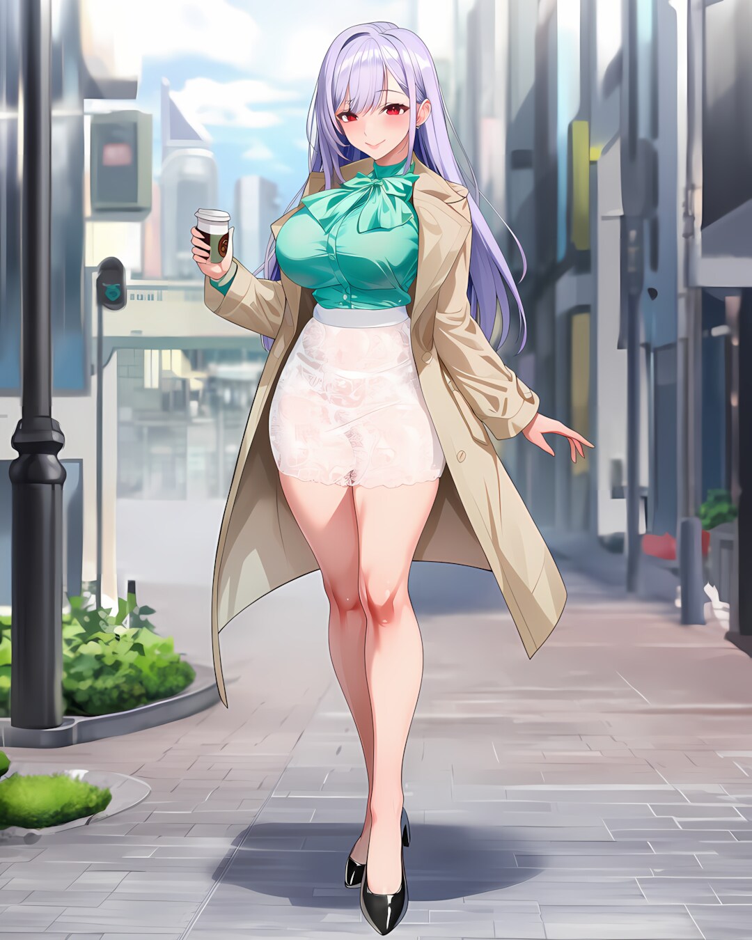 ☕️信号待ちのクールな美脚ネイリスト🖤 | の人気AIイラスト・グラビア