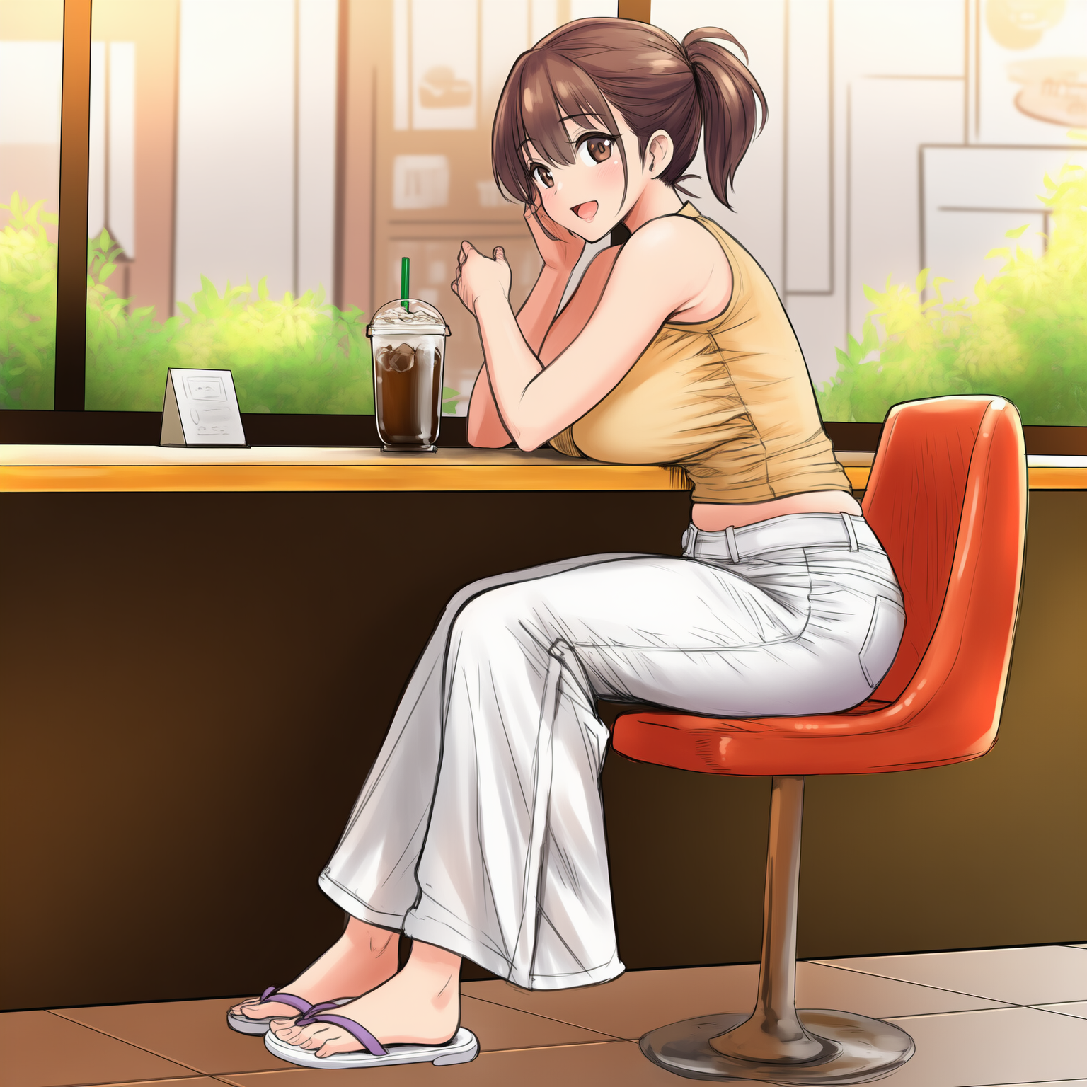 初夏のフレアパンツスタイル